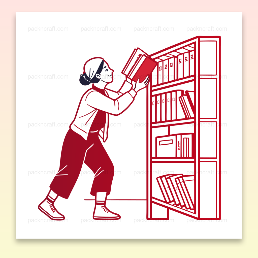 Illustration de bibliothécaire rangeant des livres avec soin, Bibliothécaire sur tasse, ajout d'une touche artistique au quotidien, Design vintage pour t-shirt, bibliothécaire avec des livres, Autocollant personnalisé de bibliothécaire, idéal pour papeterie, Cadre artistique bibliothécaire, inspiration vintage pour décoration