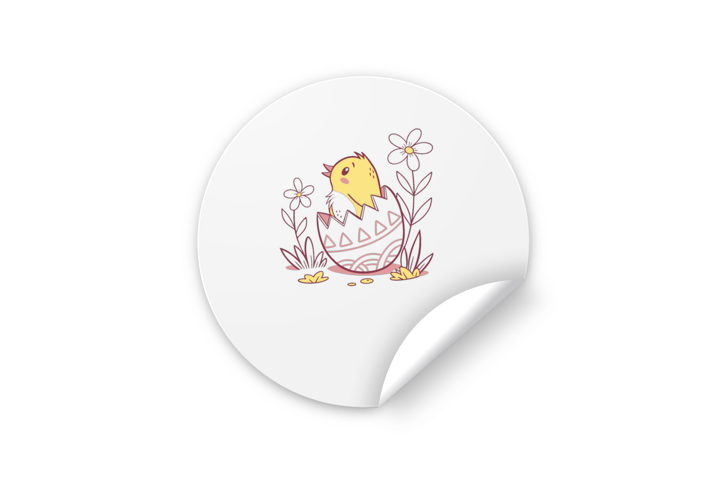 Sticker vintage d'un poussin éclot au printemps avec style joyeux et rétro