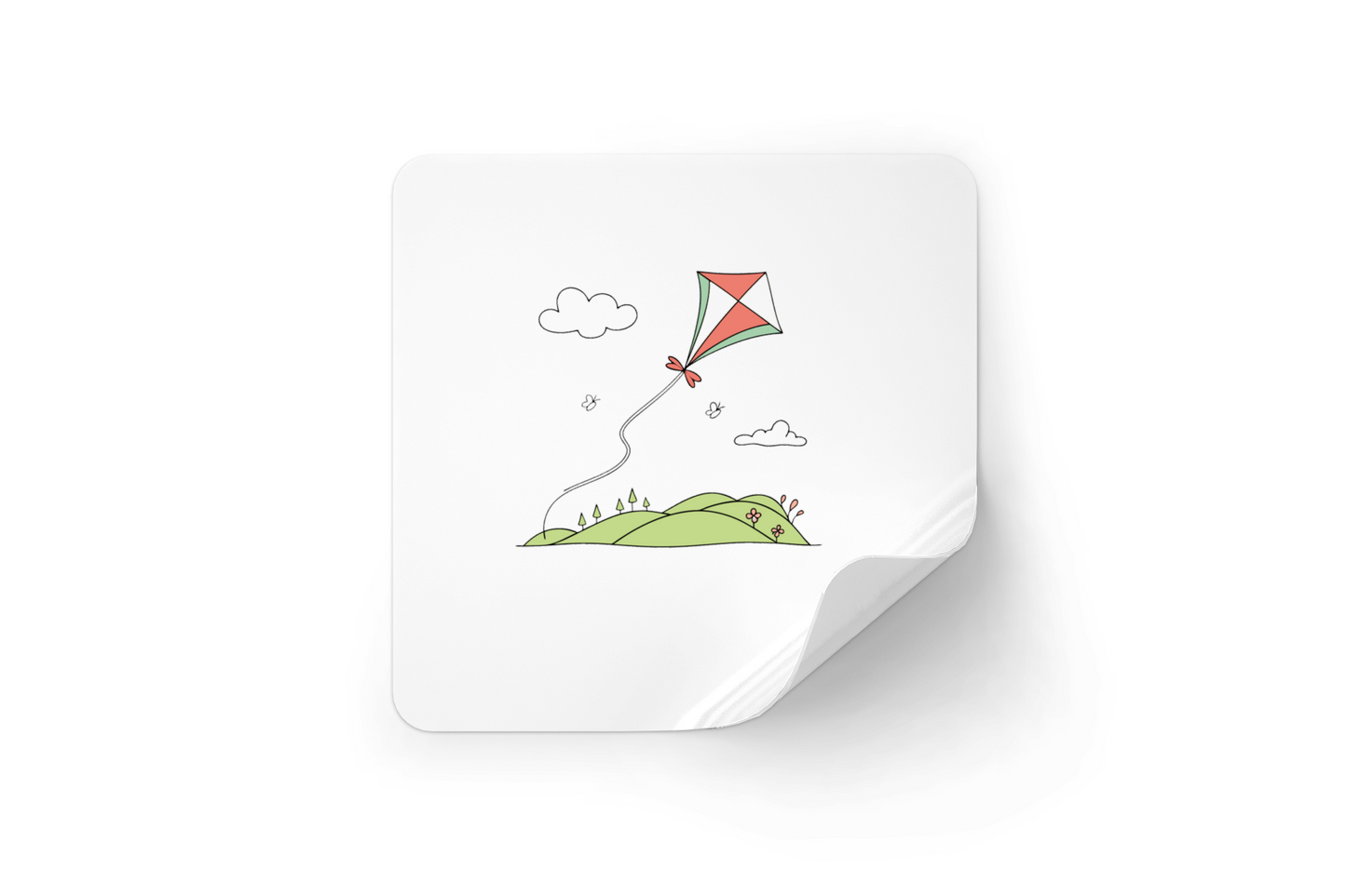 Sticker décoratif représentant un cerf-volant joyeux dans un ciel stylisé