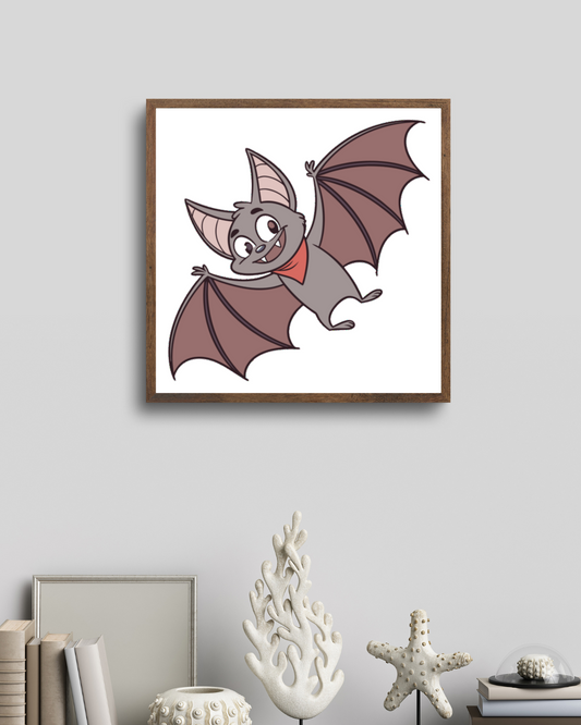 Cadre festif avec chauve-souris enjouée Halloween style dessin animé