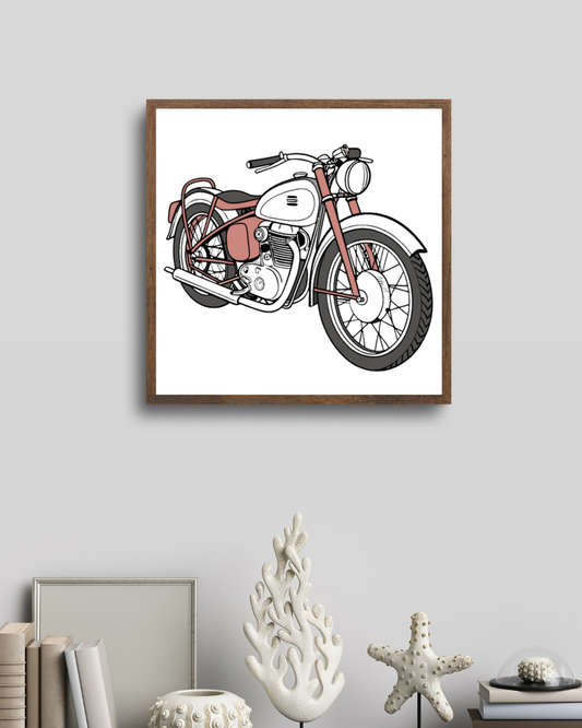 Cadre affichant le design classique de la moto Panther Model 100