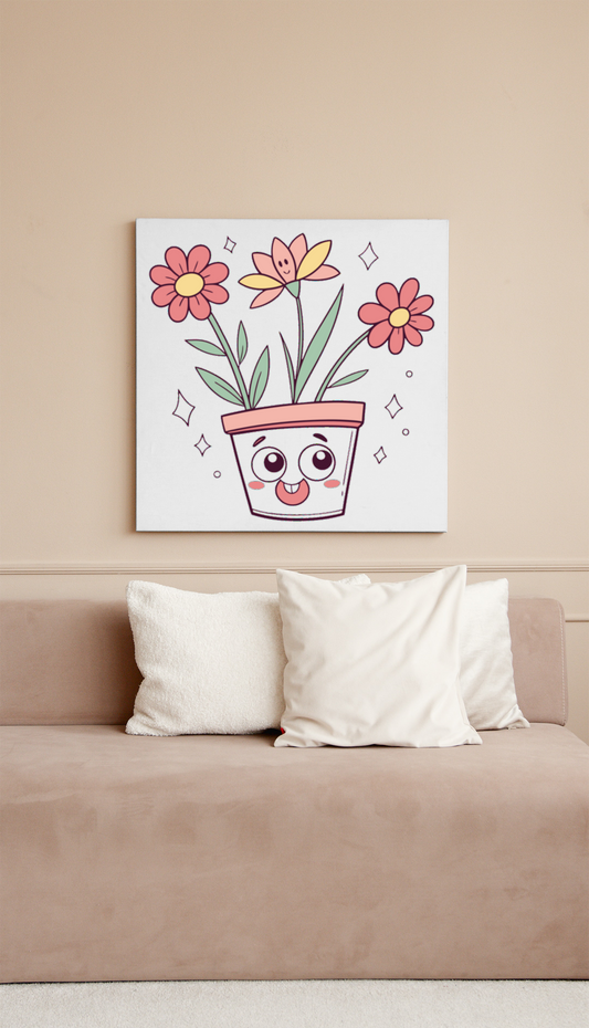 Cadre déco pastel, motif floral kawaii, parfait pour une ambiance joyeuse