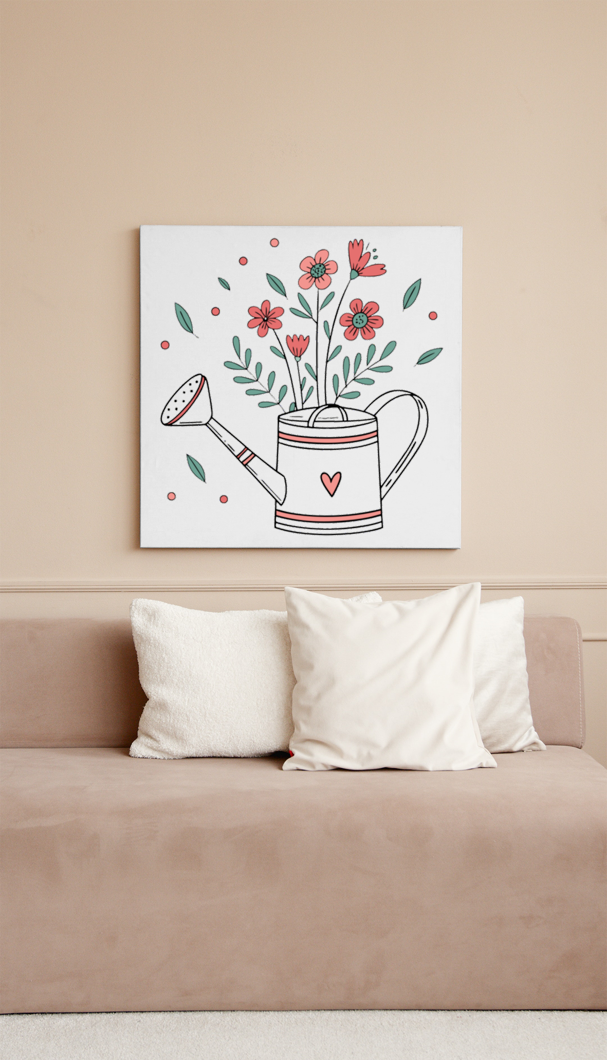 Cadre arborant un arrosoir fleuri style doux parfait pour accueillir le printemps