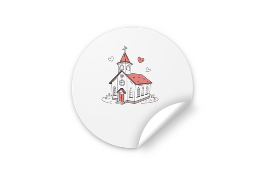 Design de sticker chapelle nuptiale parfait pour DIY et projets romantiques.