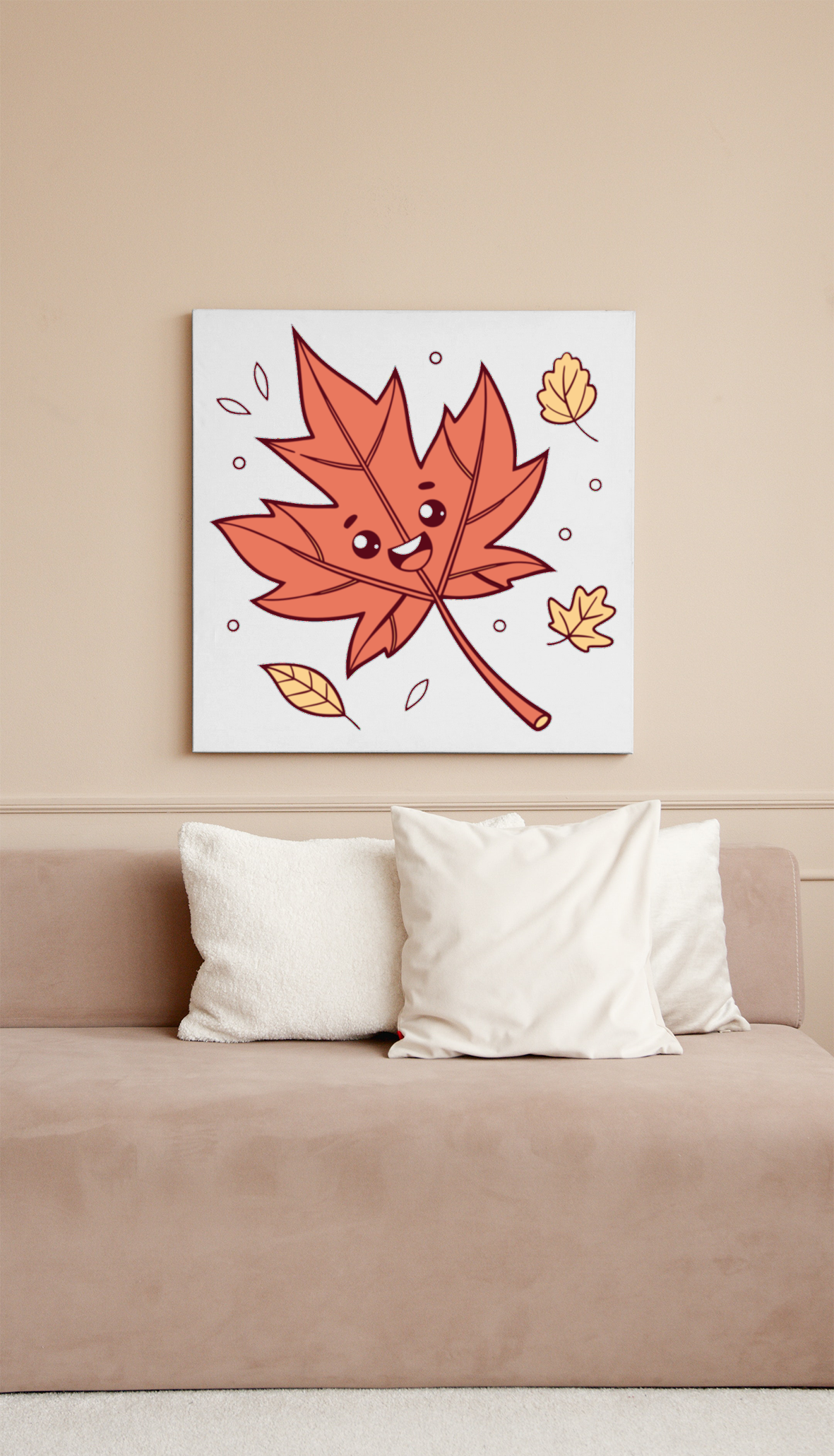 Cadre décoratif avec feuille qui danse joyeusement aux couleurs de l’automne