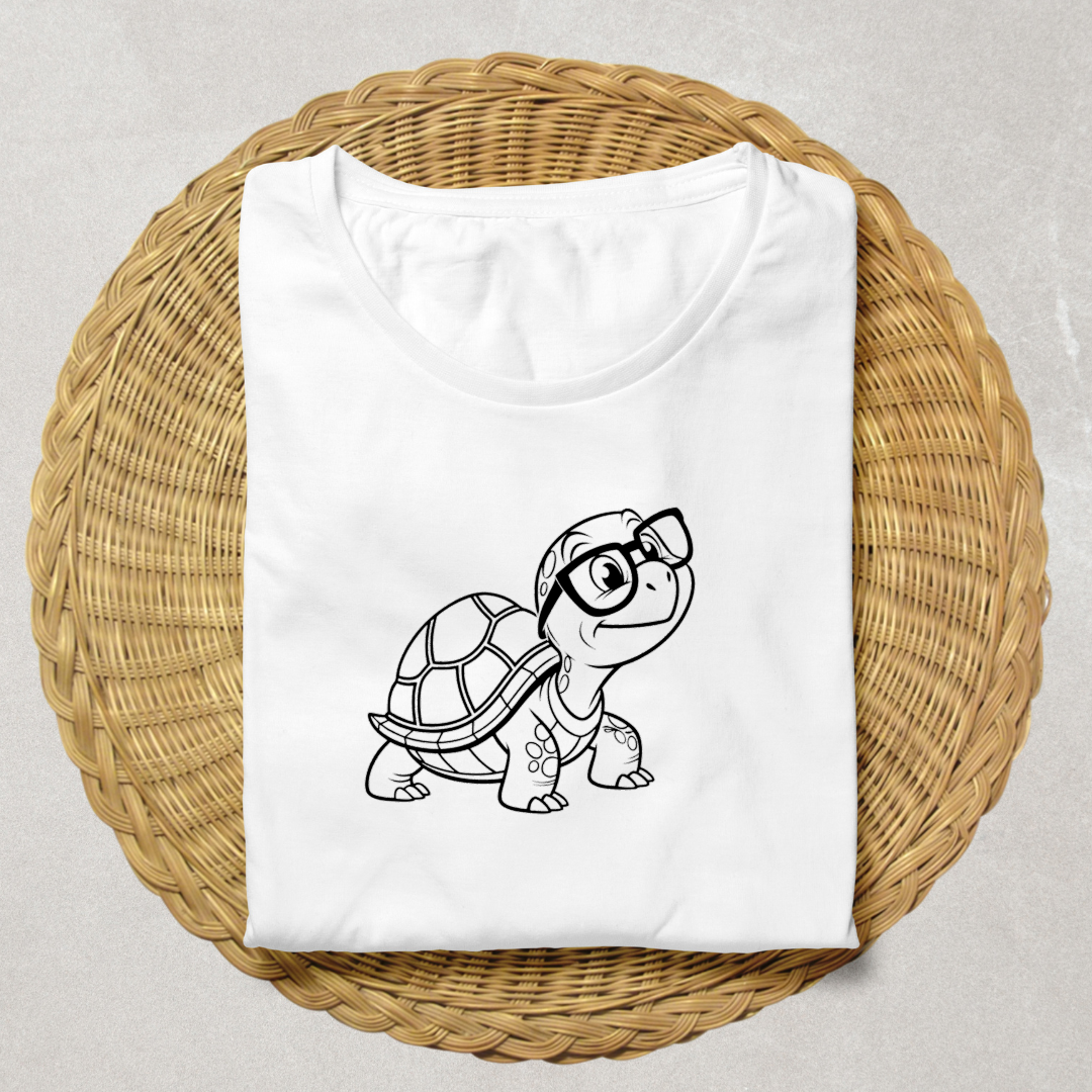 T-shirt ludique avec motif de tortue érudite en dessin vectoriel amusant