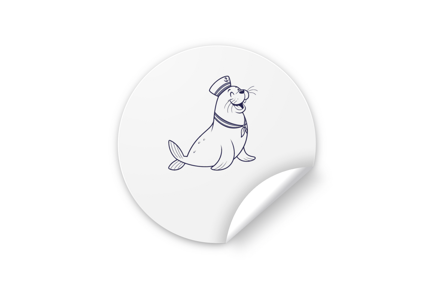 Sticker avec motif de phoque marin en aventure monochrome, parfait pour décorer