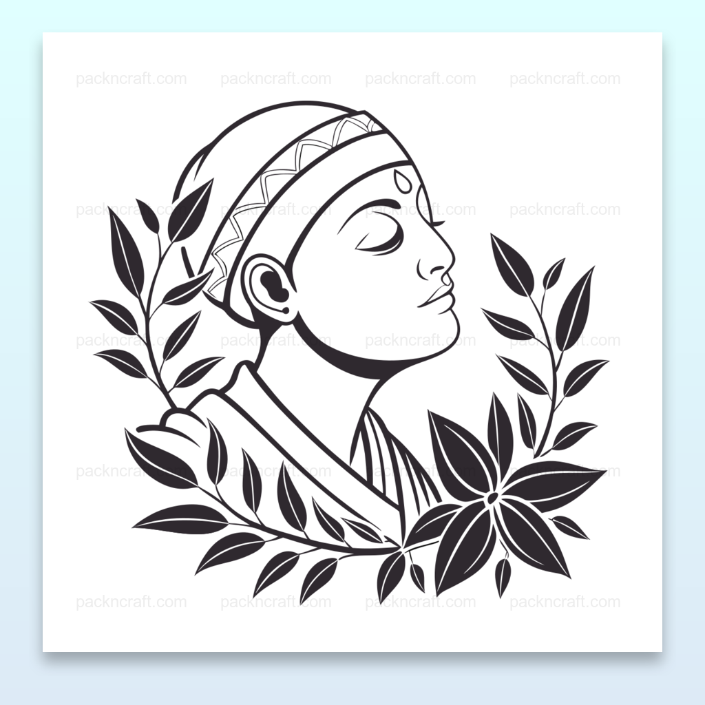 Illustration d'un moine paisible entouré de feuillage, parfaite pour une ambiance zen