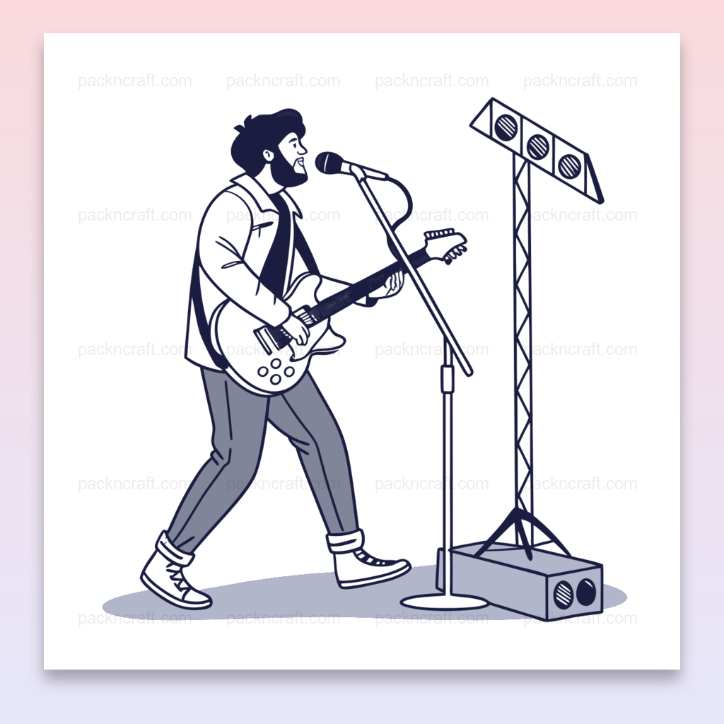 Chanteur passionné | Style épuré SVG | Ambiance concert