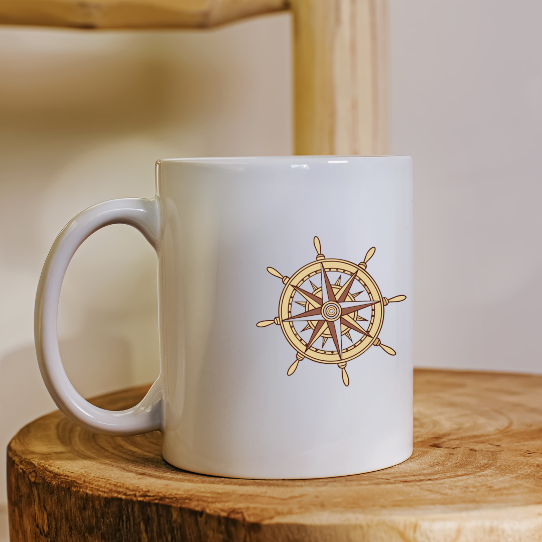 Mug avec icône vintage maritime captivante en style vectoriel
