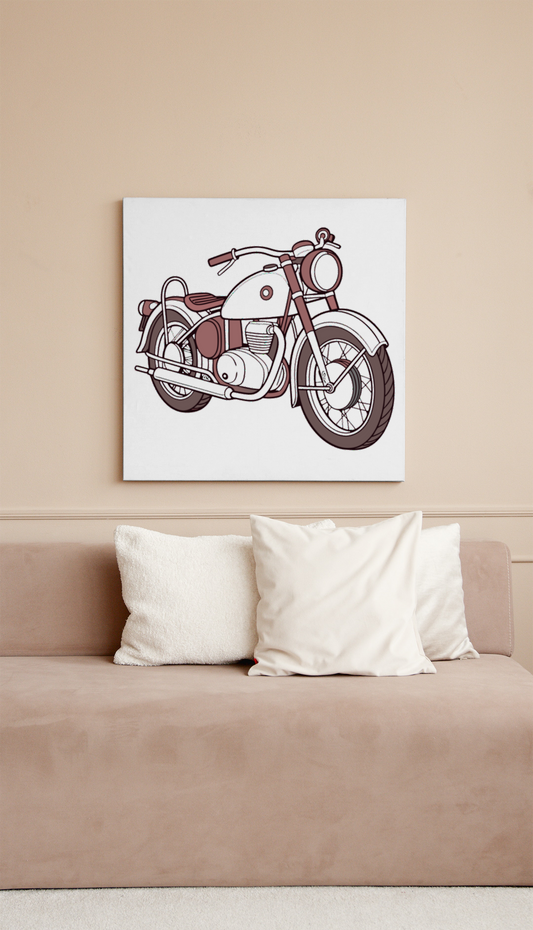 Moto vintage avec cadre en style classique, usage papeterie