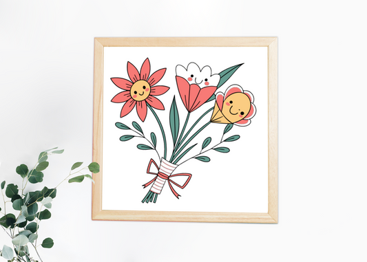 Cadre moderne avec design floral numérique esprit printanier lumineux et joyeux