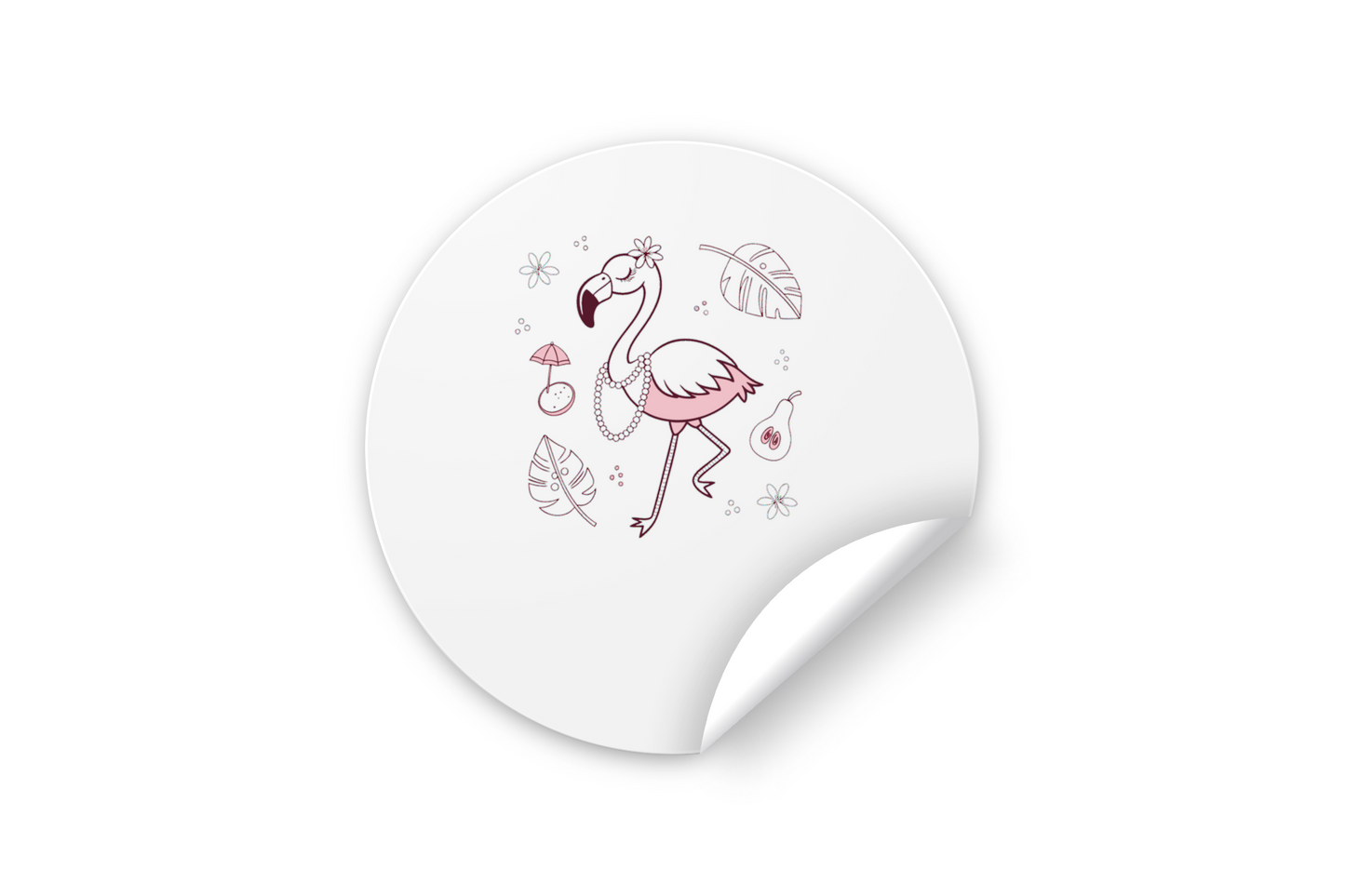 Sticker tropical avec flamant stylisé élégamment posé pour une touche de chic
