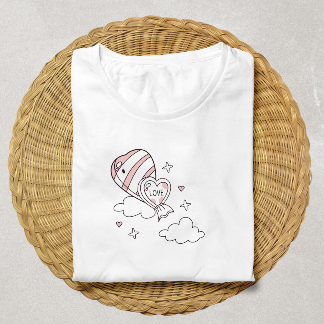 T-shirt imprimé avec design de bonbon cœur romantique