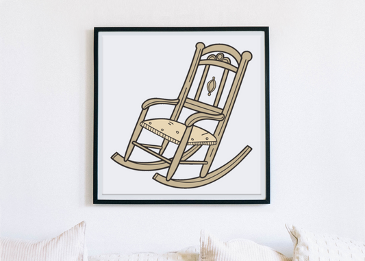 Cadre décoratif avec chaise vintage en style dessin pour intérieur rétro