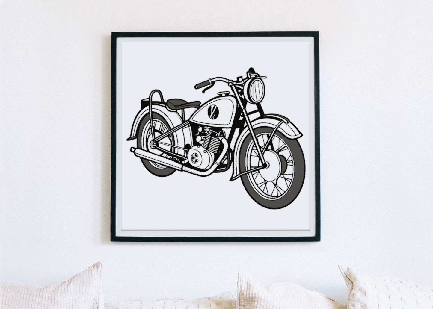 Illustration encadrée de la moto Zundapp KS600 pour embellir vos murs (visuel 5)