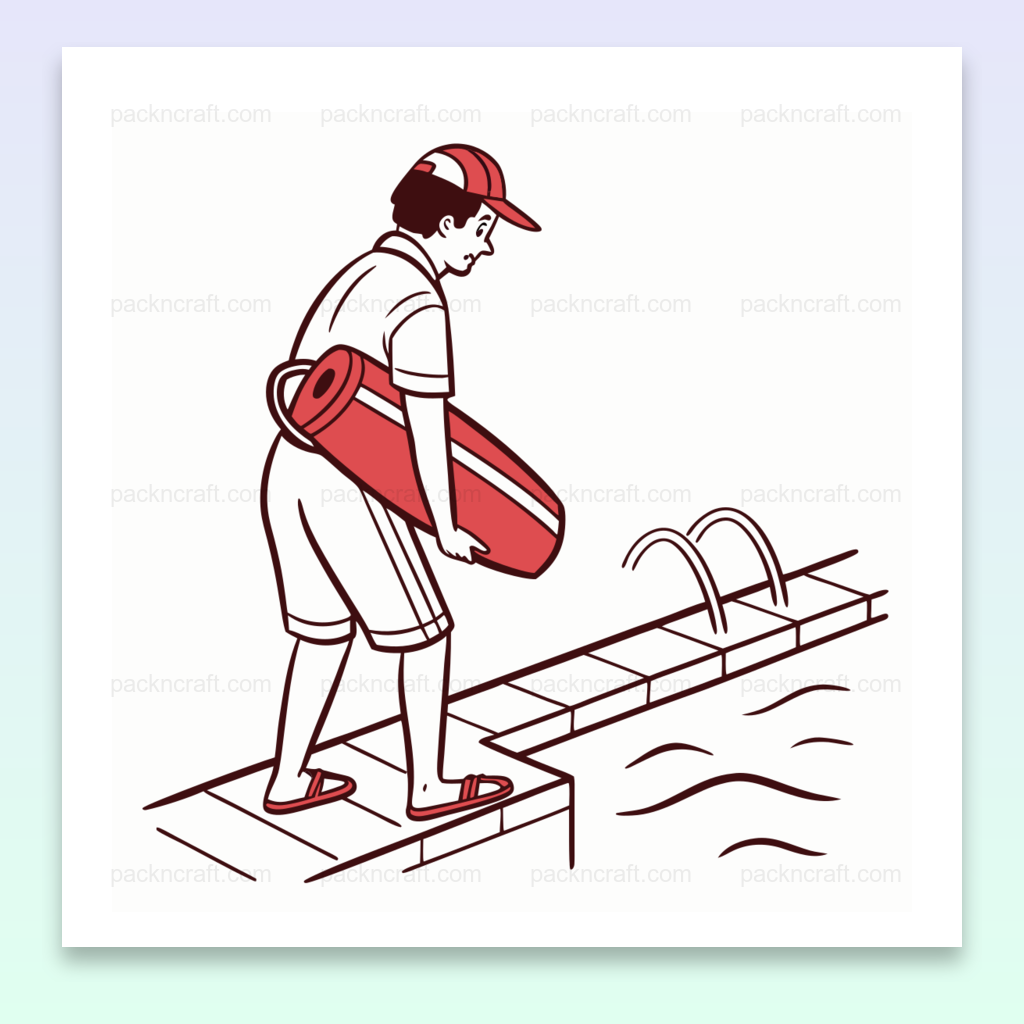 Sauveteur vigilant au bord de la piscine | SVG Raffiné | Thème Nautique