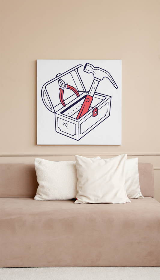 Boîte à outils ouverte | Style rétro | Thème bricolage