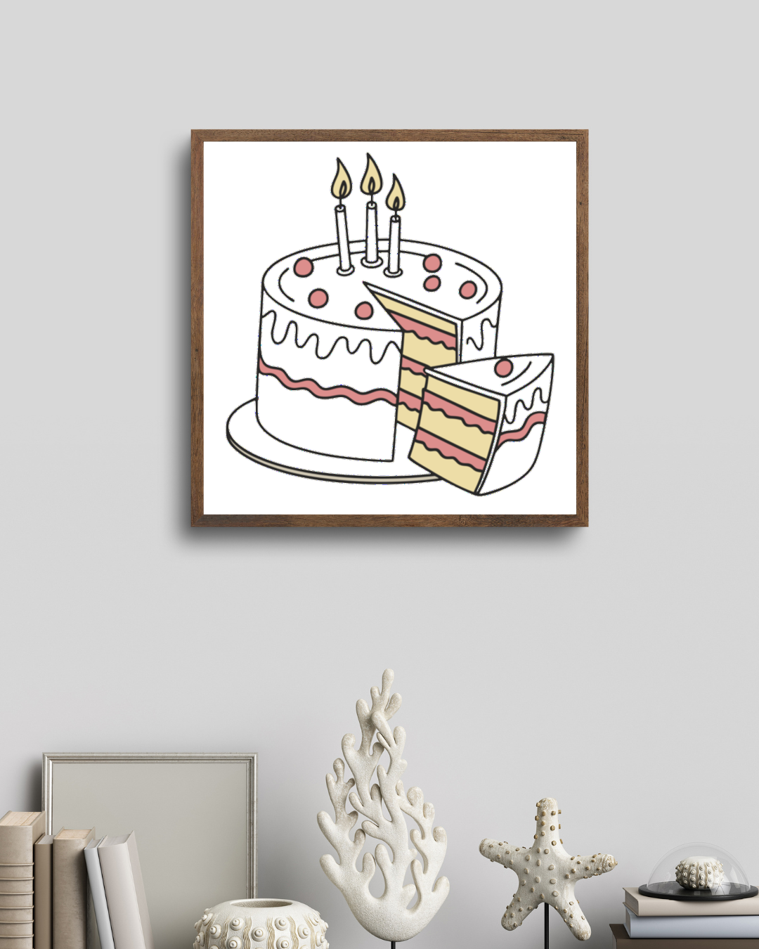 Cadre avec motif élégant de gâteau d'anniversaire pour une fête sucrée festive