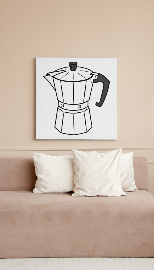 Cadre avec cafetière doodle expressive au quotidien