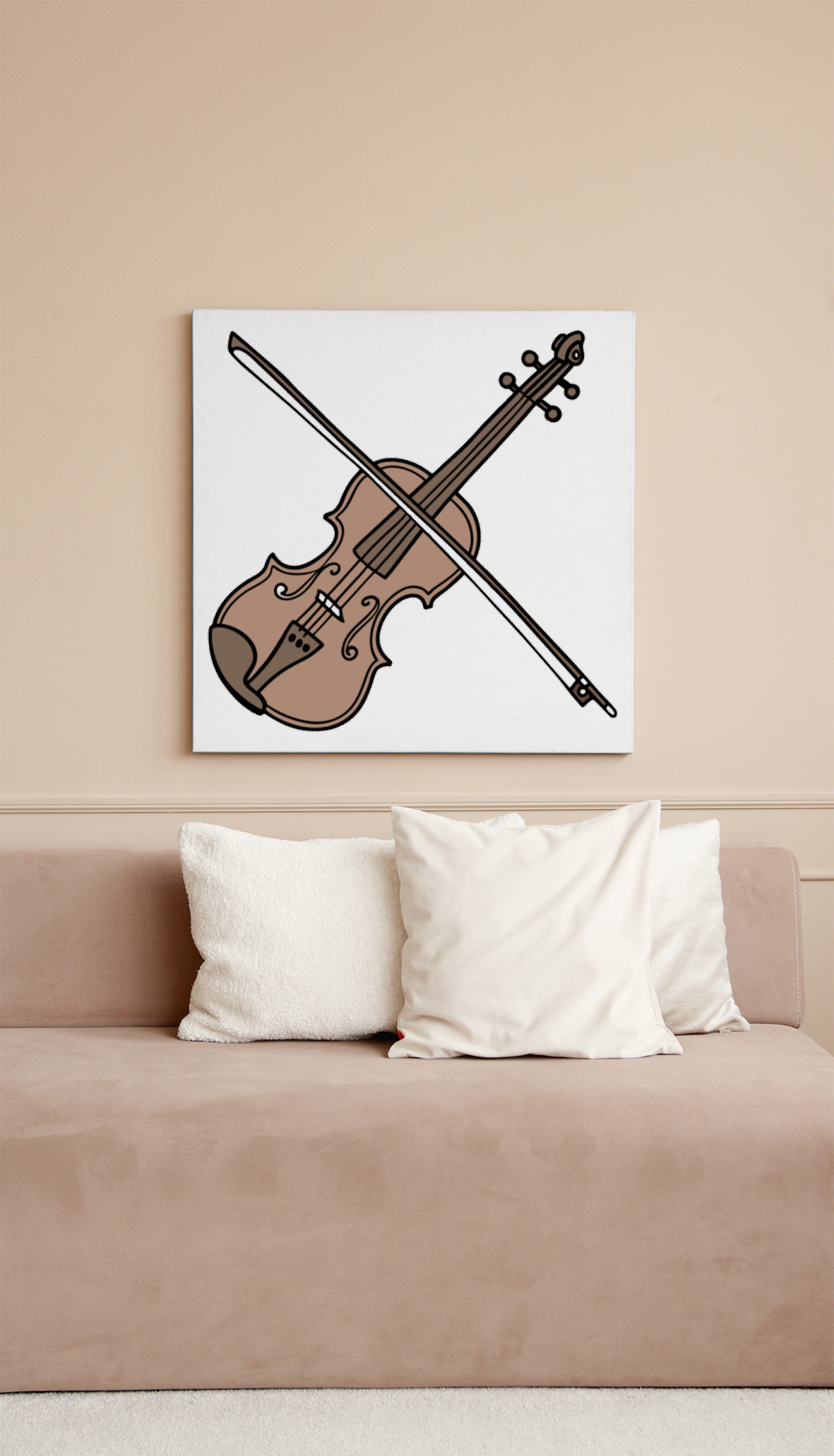 Cadre digital représentant un violon élégant dans une ambiance musicale douce et artistique