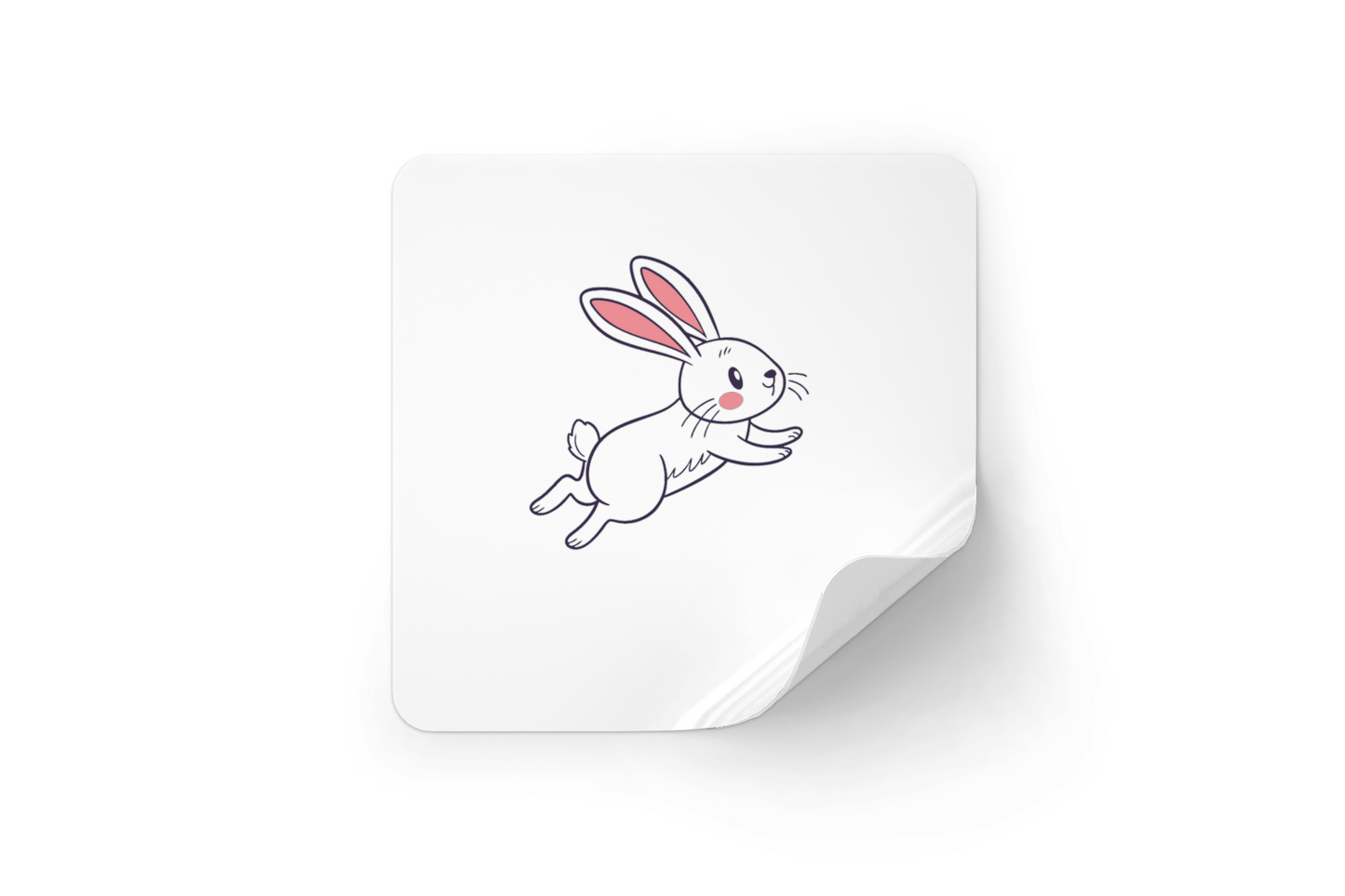 Autocollant avec un doodle de lapin bondissant au style nature enjouée