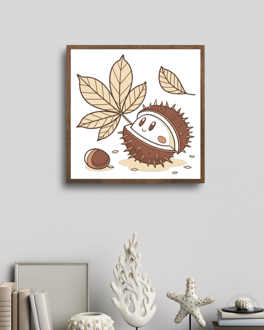 Cadre automnal avec châtaigne joyeuse en style vectoriel doux sans fond