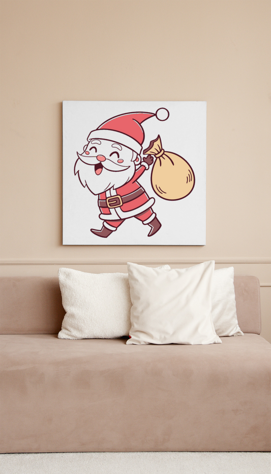 Cadre festif avec Père Noël souriant pour un Noël enchanté, parfait pour décorer