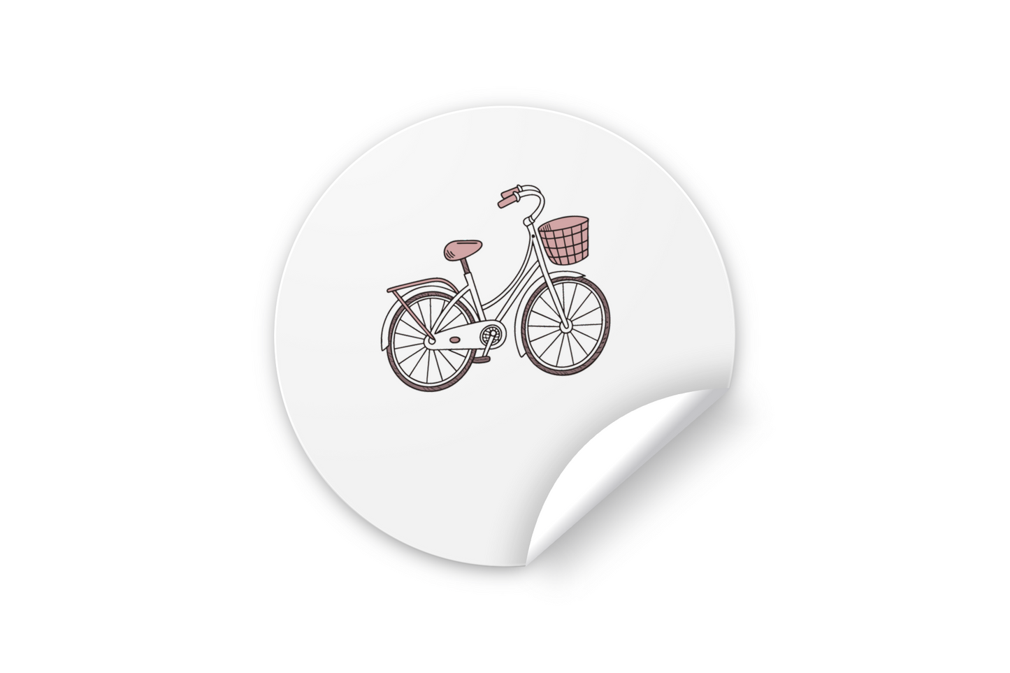 Sticker avec un vélo rétro et panier en doodle sur fond vintage