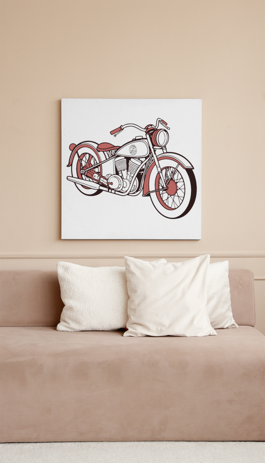 Cadre rétro avec Indian Scout 1920 en fichier numérique pour décoration.