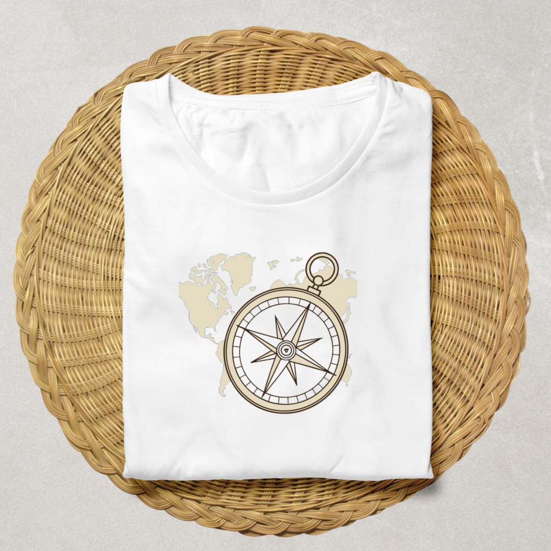 T-shirt vintage avec boussole Aventure inspirant l'exploration et la découverte