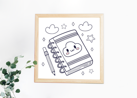 Cadre minimaliste avec nuage rêveur au style kawaii pour une ambiance créative