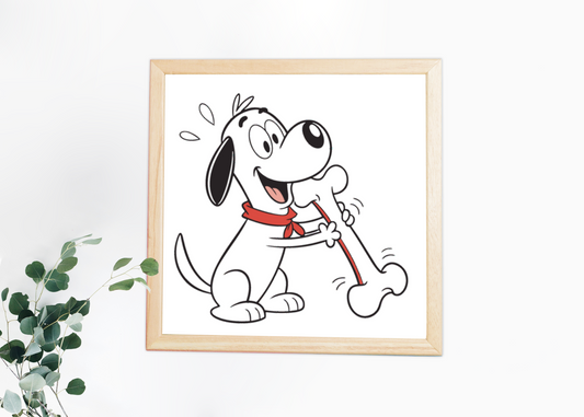 Cadre avec chien joyeux coloré jouant, ajout déco pétillant pour les murs