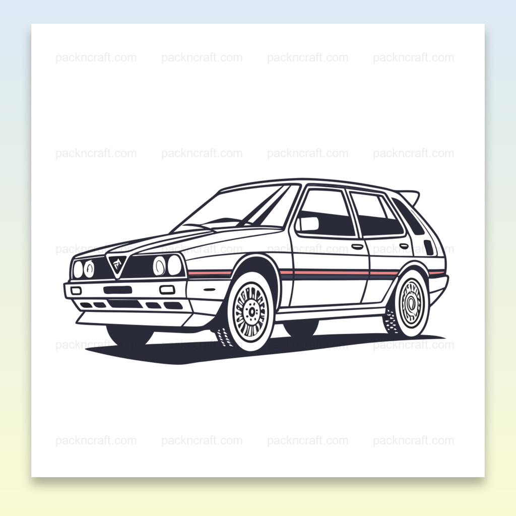 Visuel stylisé de la Lancia Delta, image vintage pour décoration.