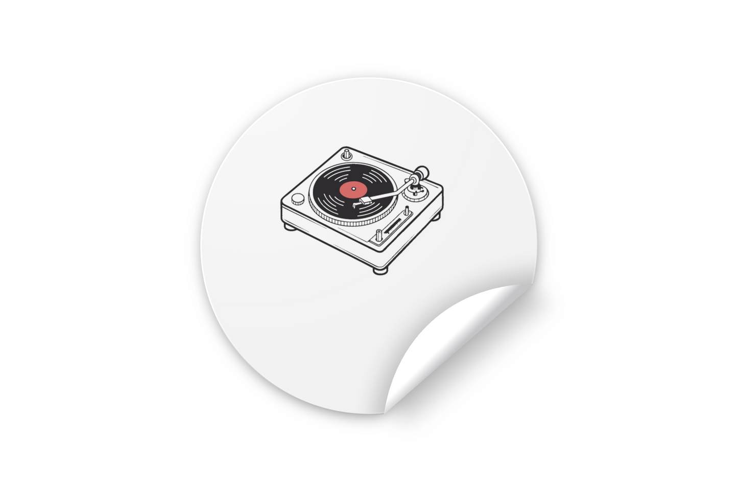 Sticker décoratif, représentation d’un tourne-disque rétro animé, ambiance vintage