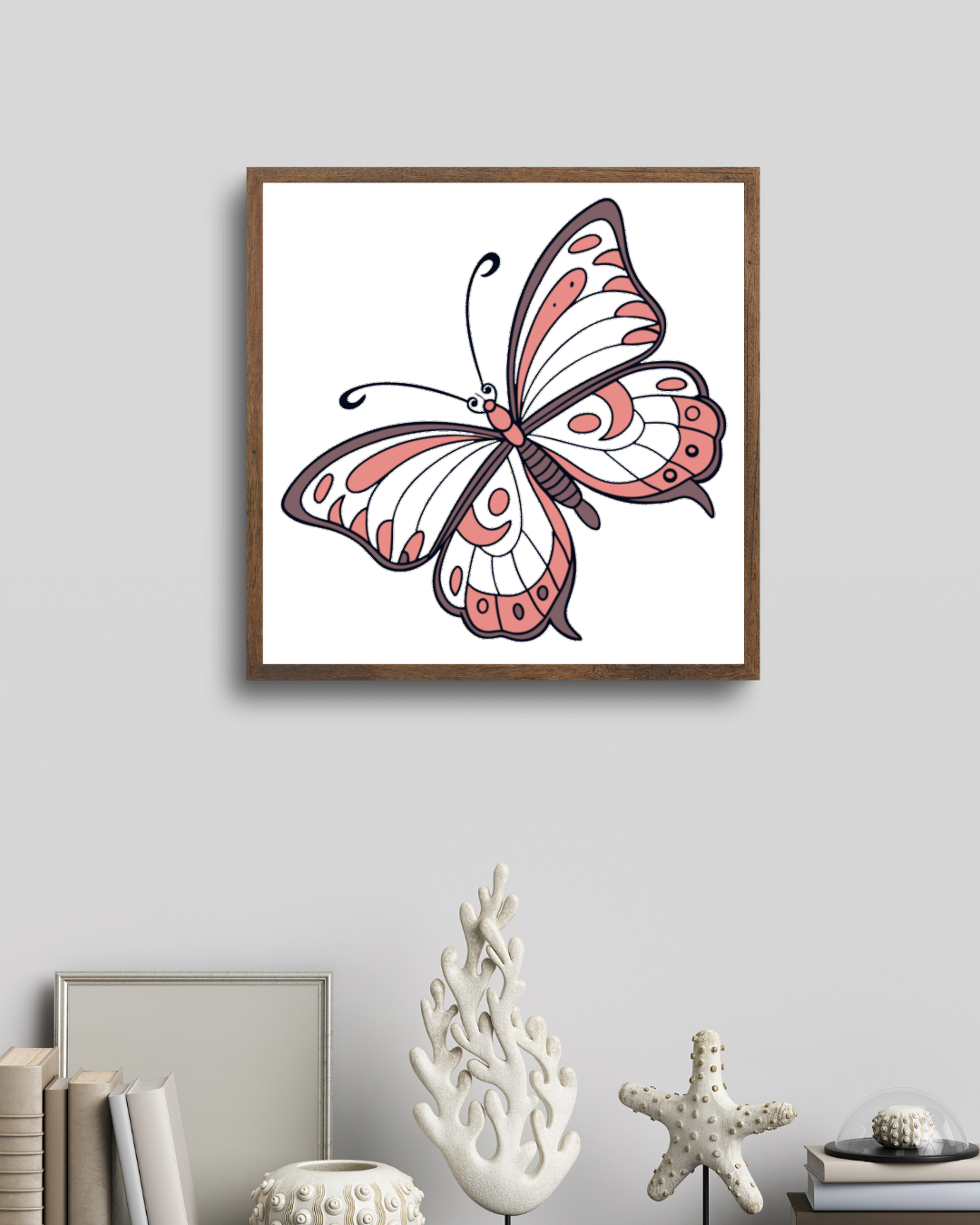 Cadre avec papillon éthéré en vol dans un style artistique et poétique