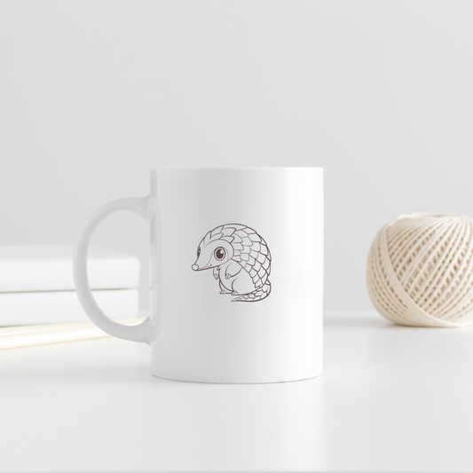 Mug au design tropical avec adorable pangolin souriant