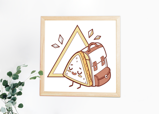 Cadre avec sandwich heureux style doodle randonnée sur fond de thème scolaire