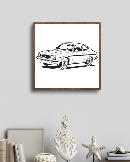 Opel Manta en cadre : parfaite pour enrichir un salon rétro ou bureau.