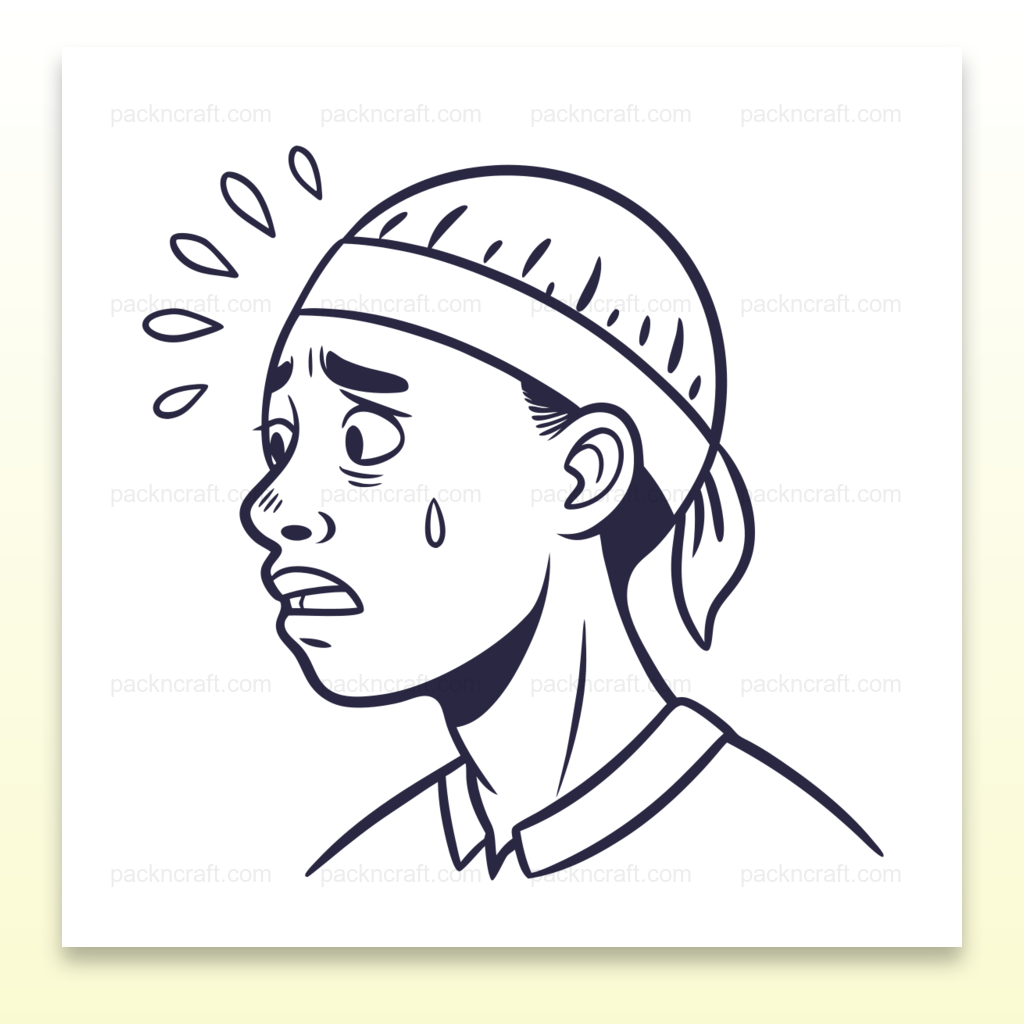 Illustration d'un visage inquiet en SVG monochrome, idéale pour projets créatifs et éducatifs.