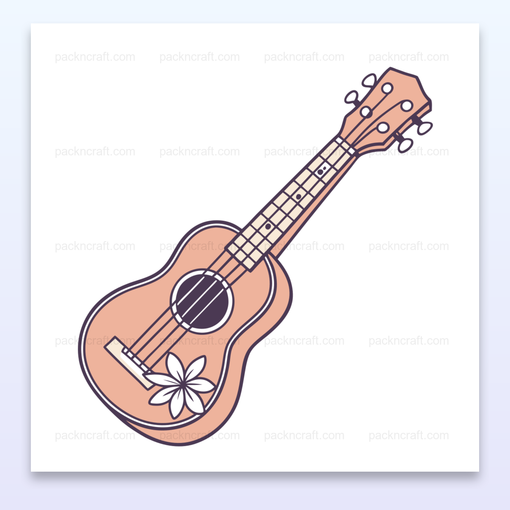 Illustration d'un ukulélé fleuri dans un style SVG, idéal pour déco et projets éducatifs.