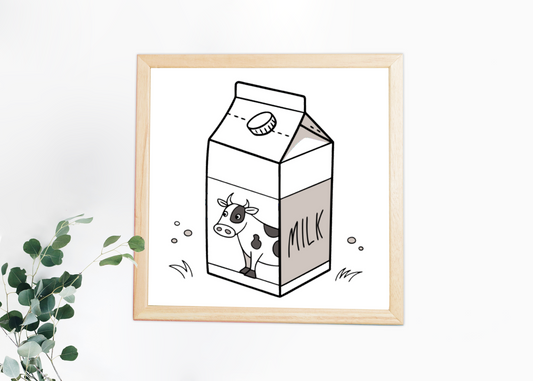 Cadre avec dessin minimaliste d'une vache drôle pour une décoration ludique