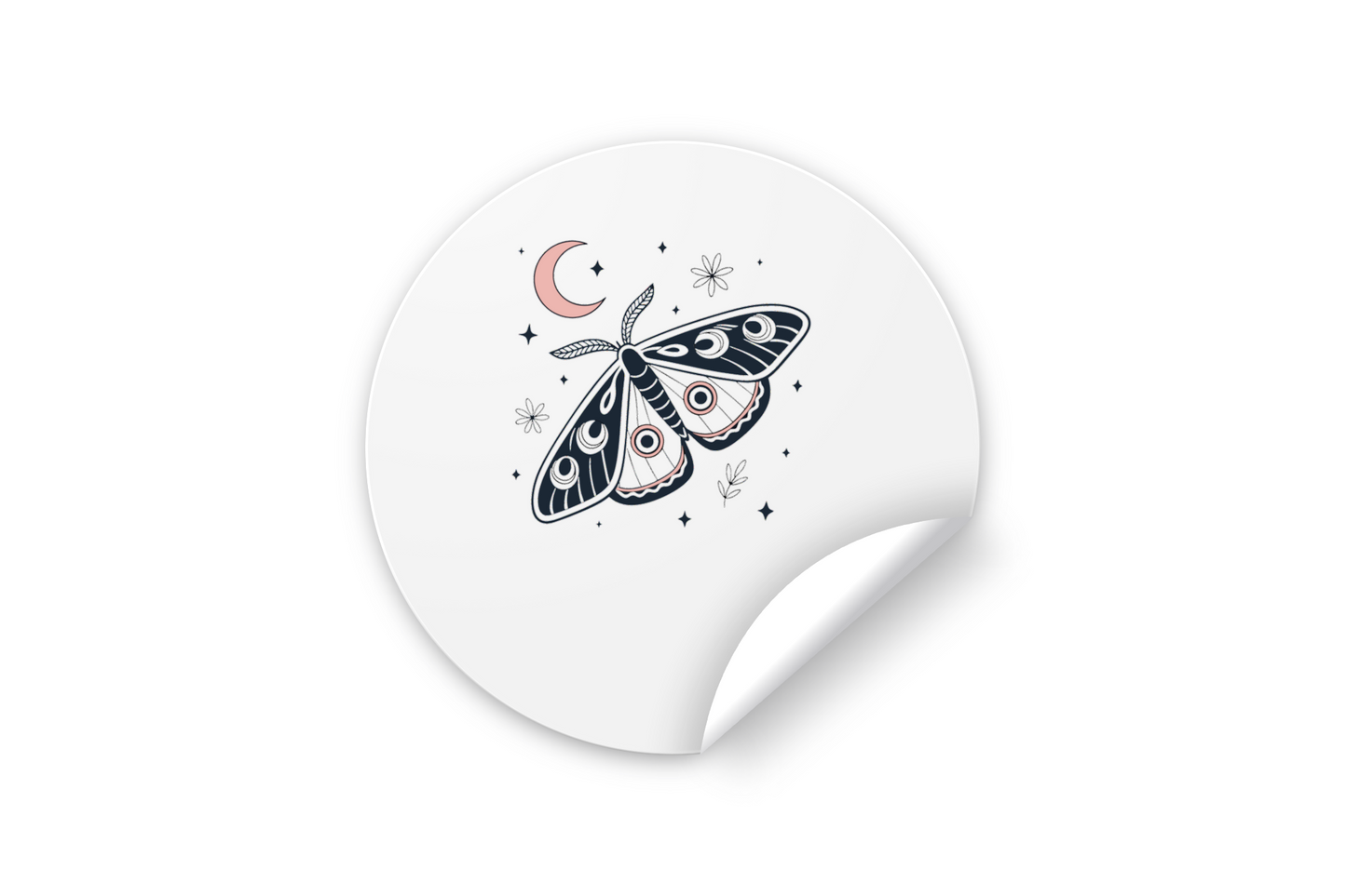 Sticker stylé avec papillon de nuit mystique dans un thème céleste élégant et enchanteur
