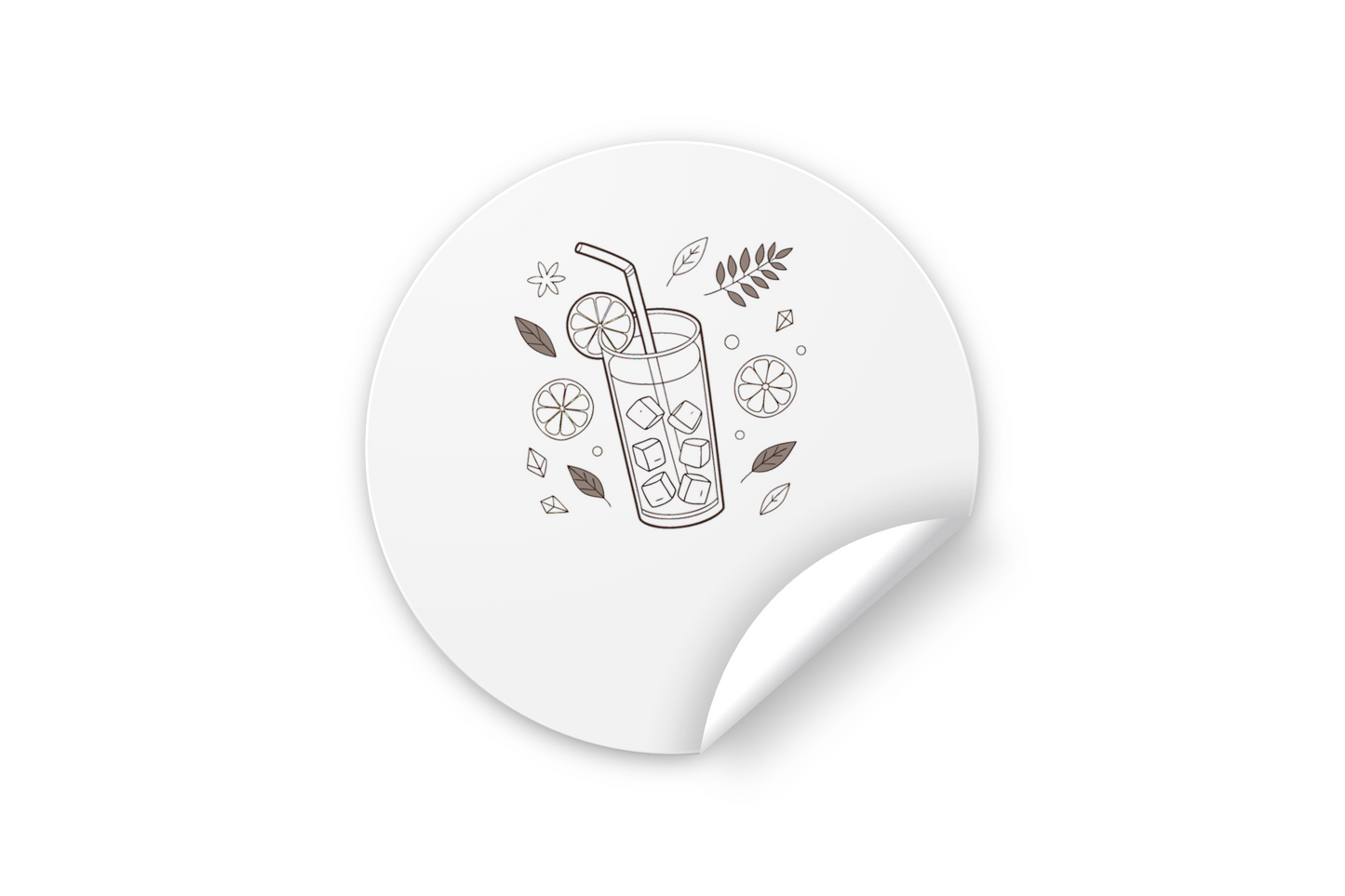 Sticker avec design minimaliste représentant une boisson fraîche au citron für l'été
