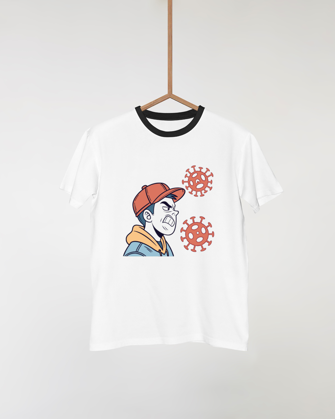 T-shirt avec icône expressive d'adolescent contrarié par la crise sanitaire