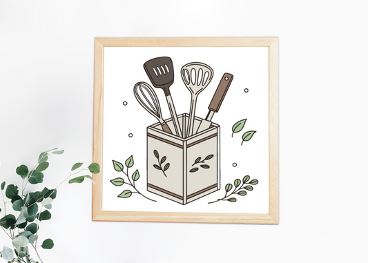 Cadre avec des ustensiles de cuisine dans un style pastel quotidien