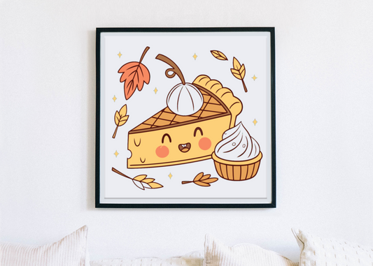 Cadre automnal avec une tarte joyeuse et icône gourmande sur le thème d'Halloween