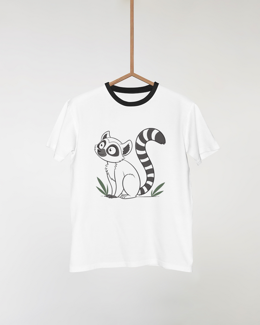 T-shirt avec motif lémurien curieux jungle minimaliste élégant et captivant