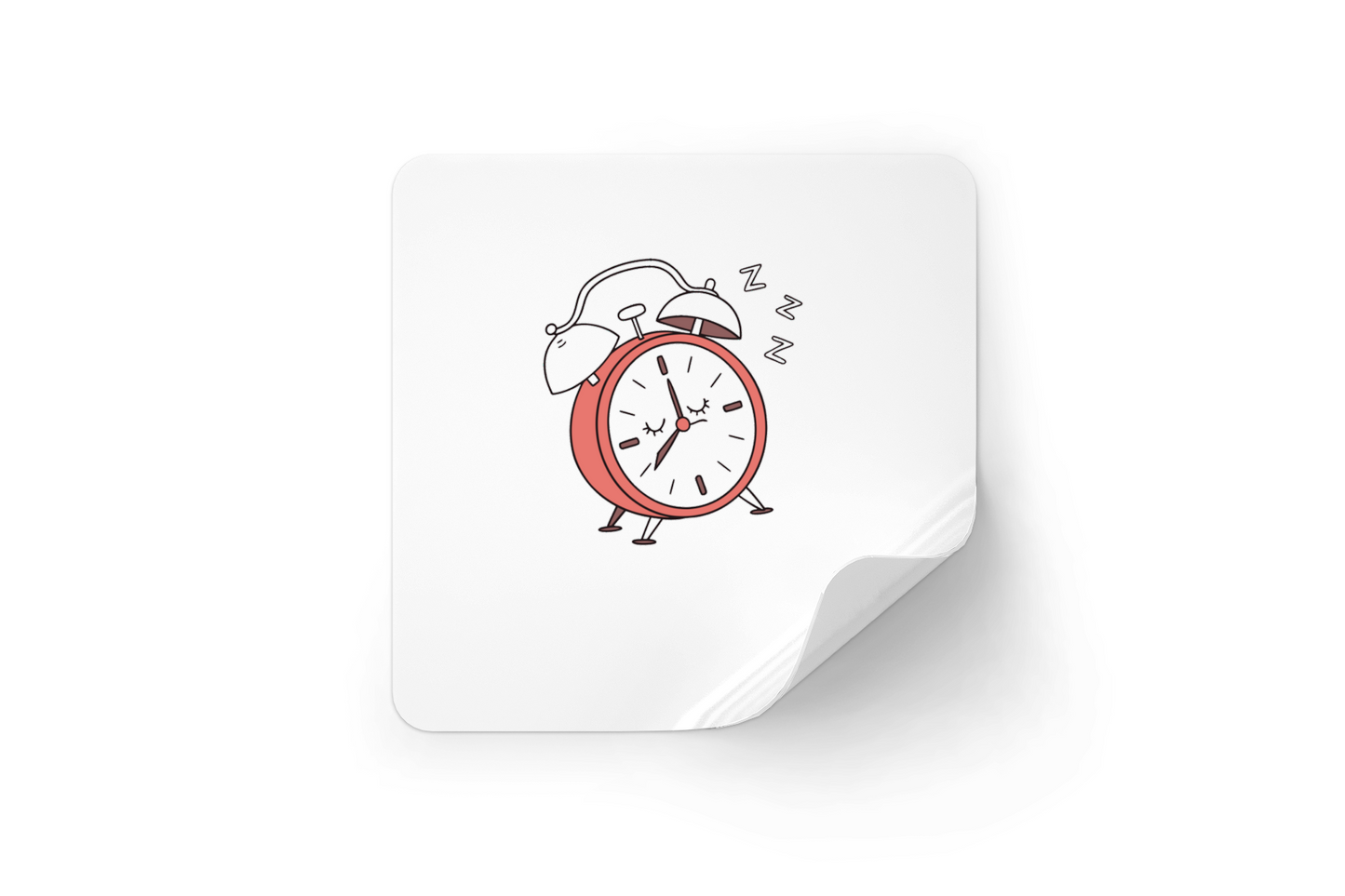 Sticker avec icône doodle réveil endormi sur fond neutre