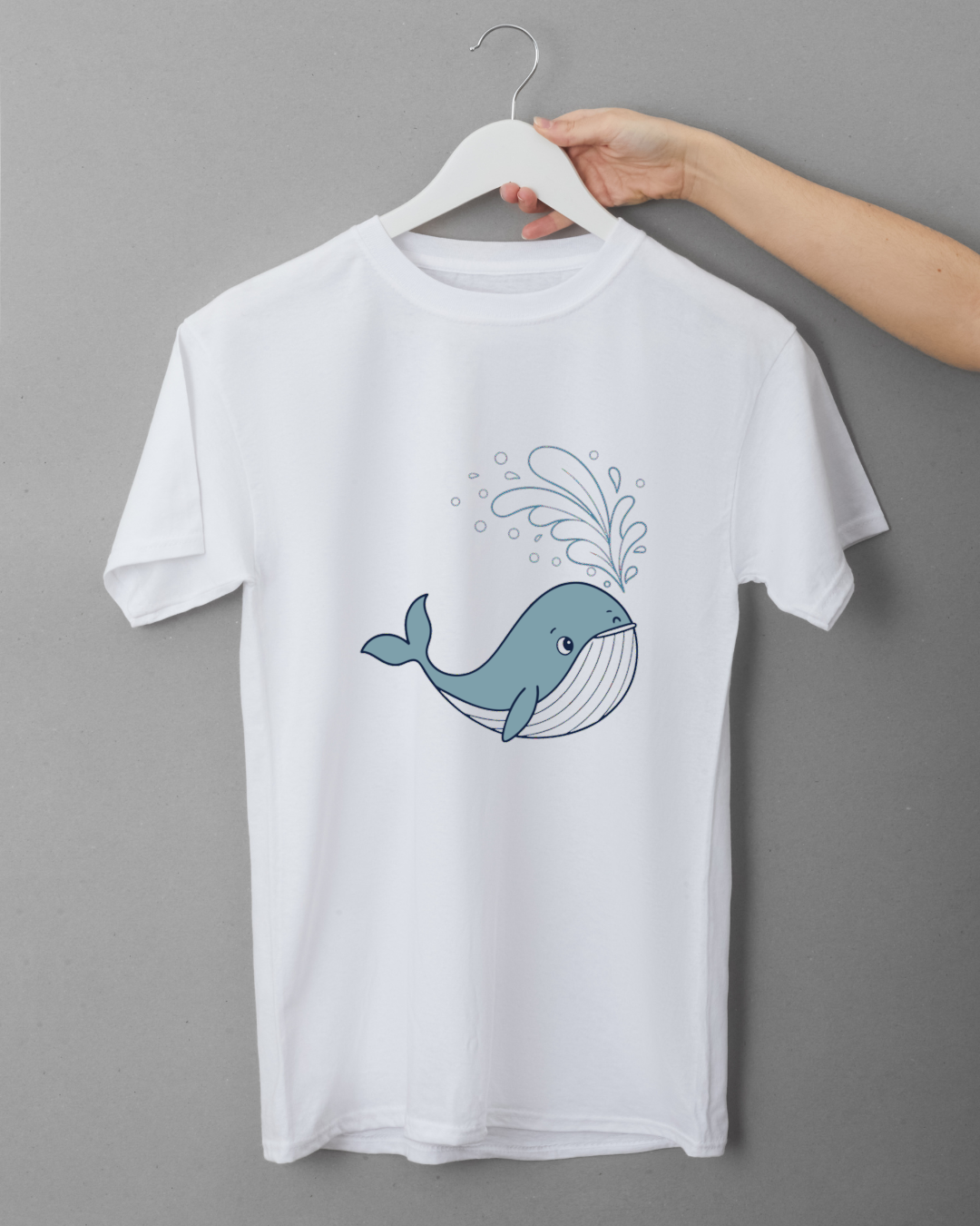 T-shirt avec dessin de baleine joyeuse dans un style doodle marin ravissant